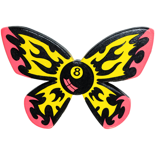 8 Ball Butterfly Woodcut
