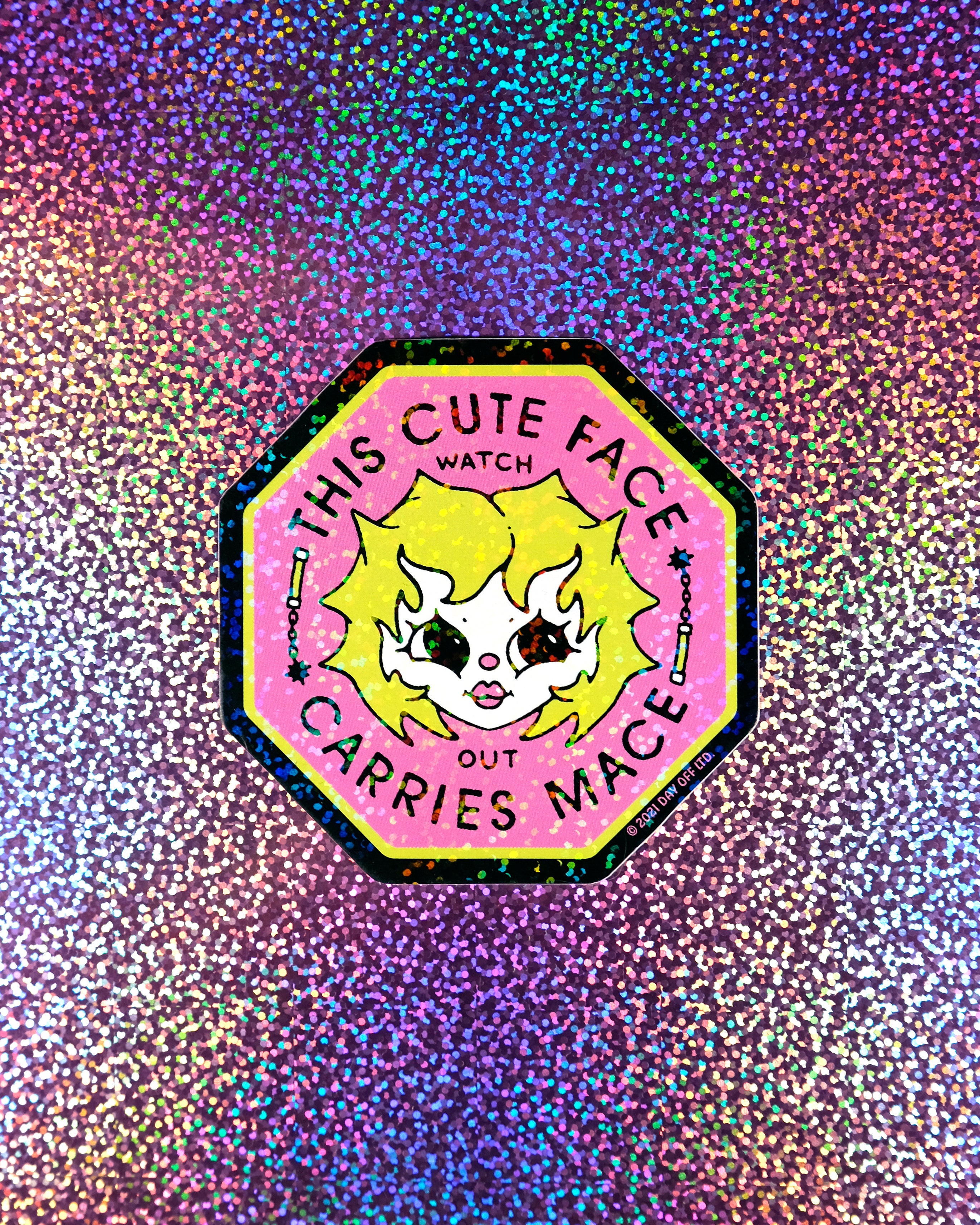 Cute Mace Glitter Sticker